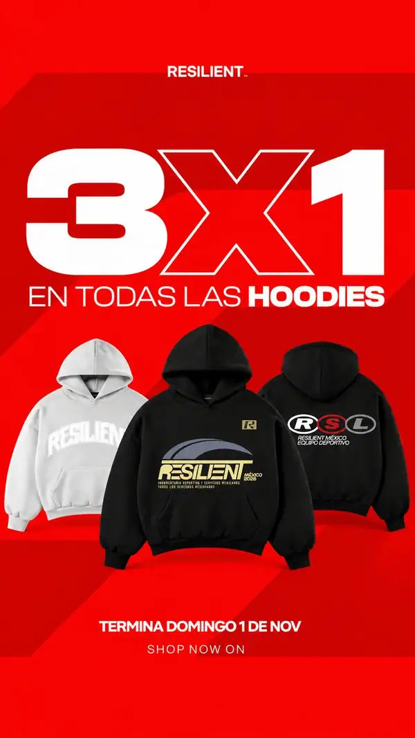3x1 en todas las hoodies. Termina el domingo 1 de noviembre.